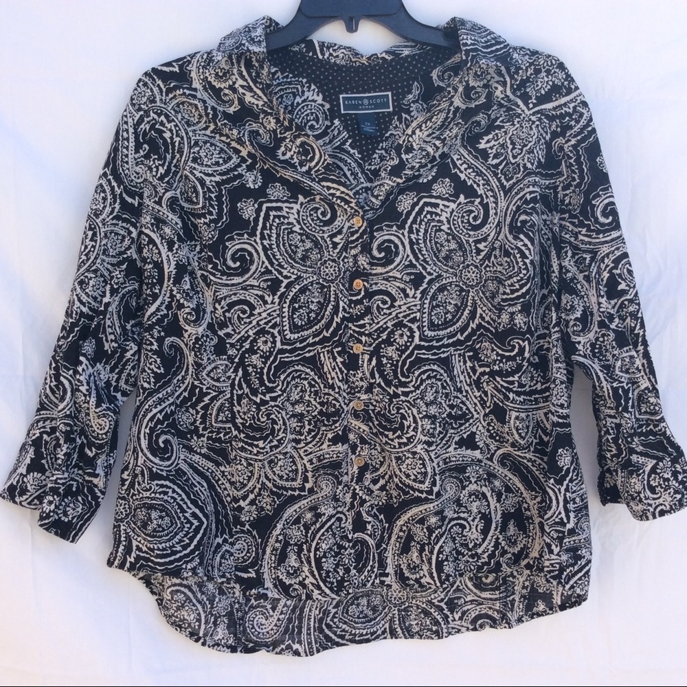 Karen Scott Paisley Button down 2X